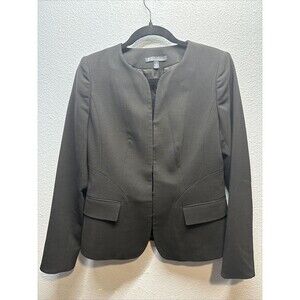 Brooks Brothers Women Elegant Black Wool Blend Collarless Blazer Jacket Size 6